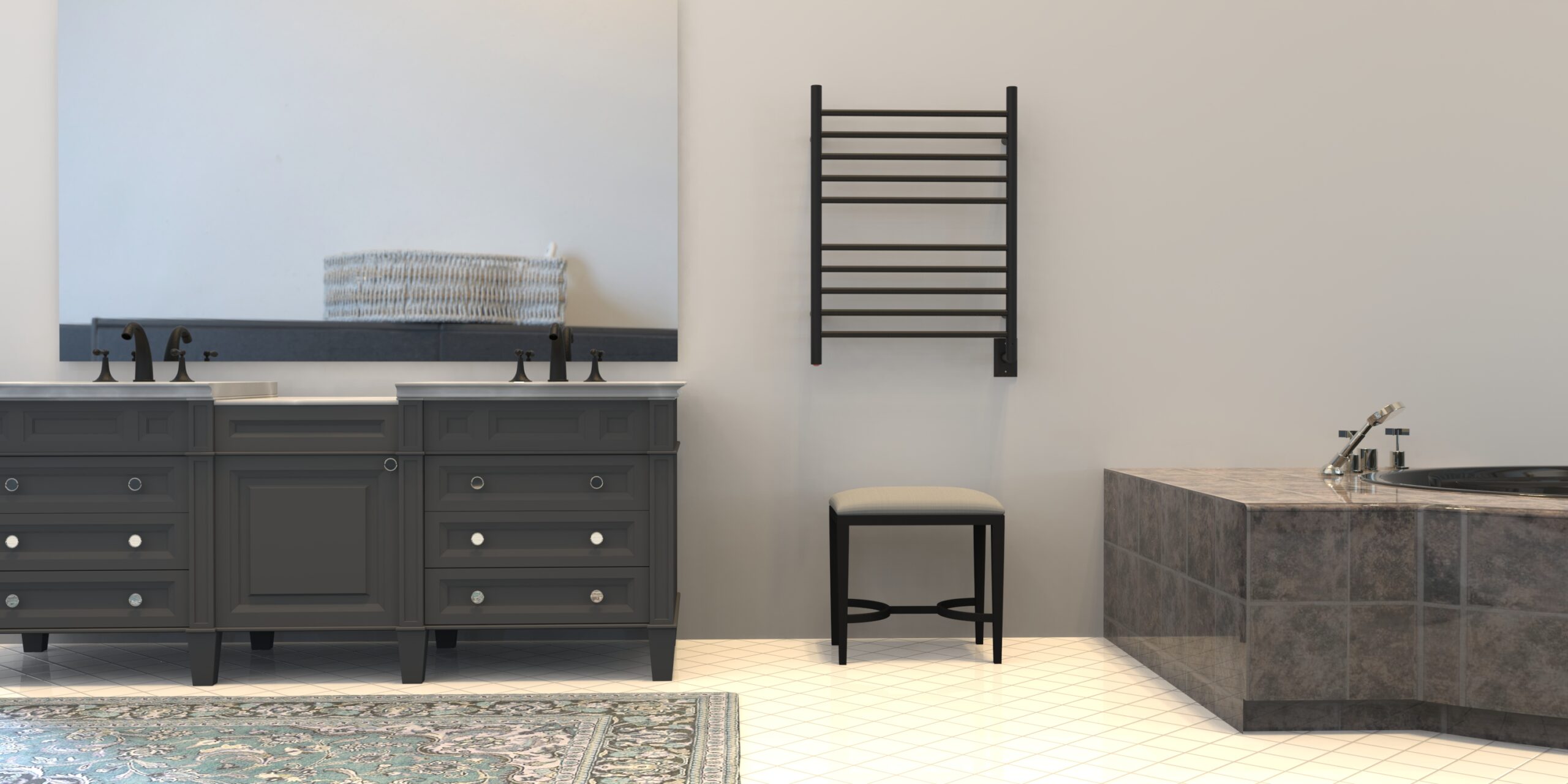 Radiant Hardwired + Plug-in Combo Straight 10 Bar Heated Towel Rack lifestyle image