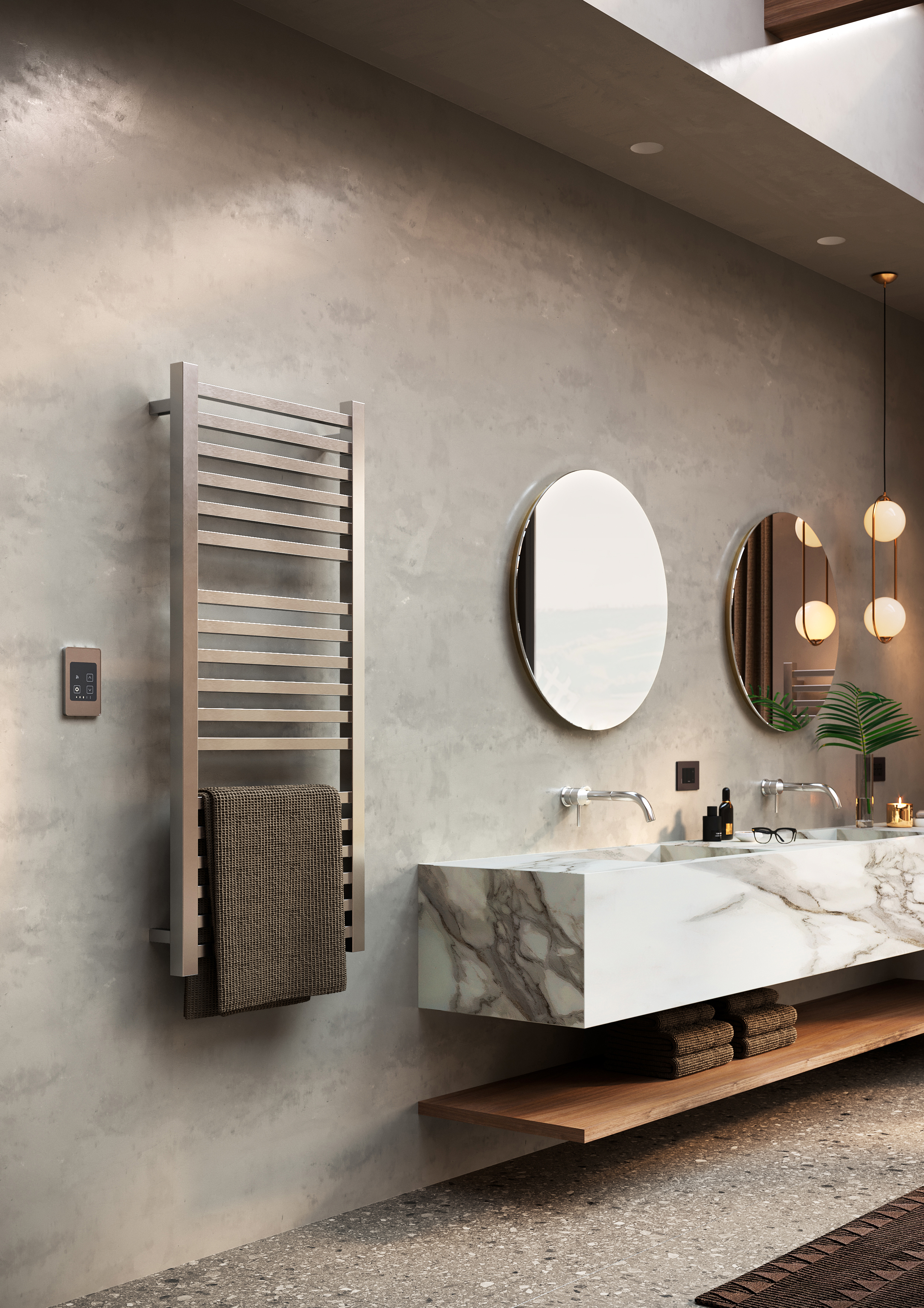 Quadro heated towel rack lifestyle