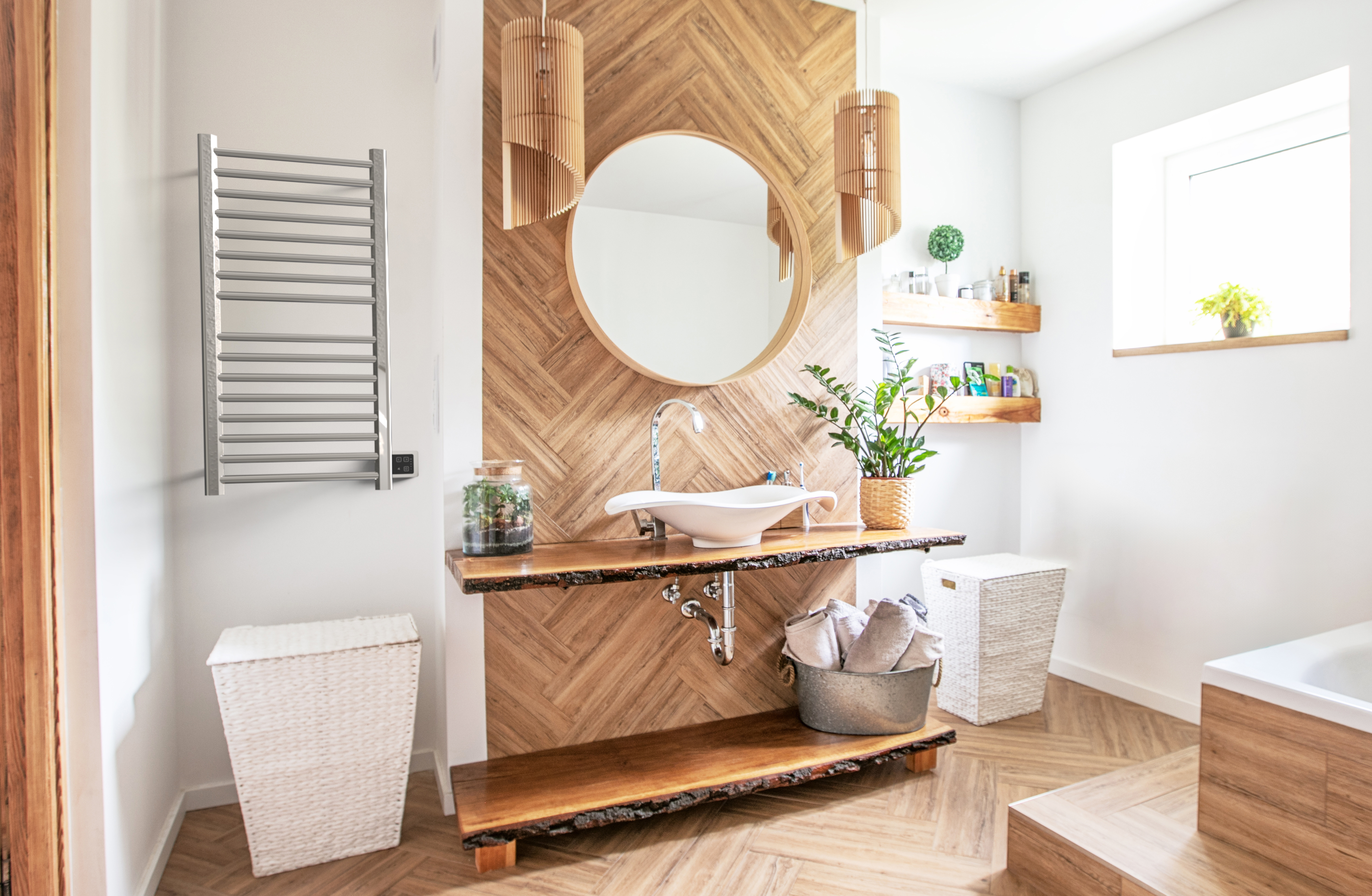 Sirio heated towel rack lifestyle