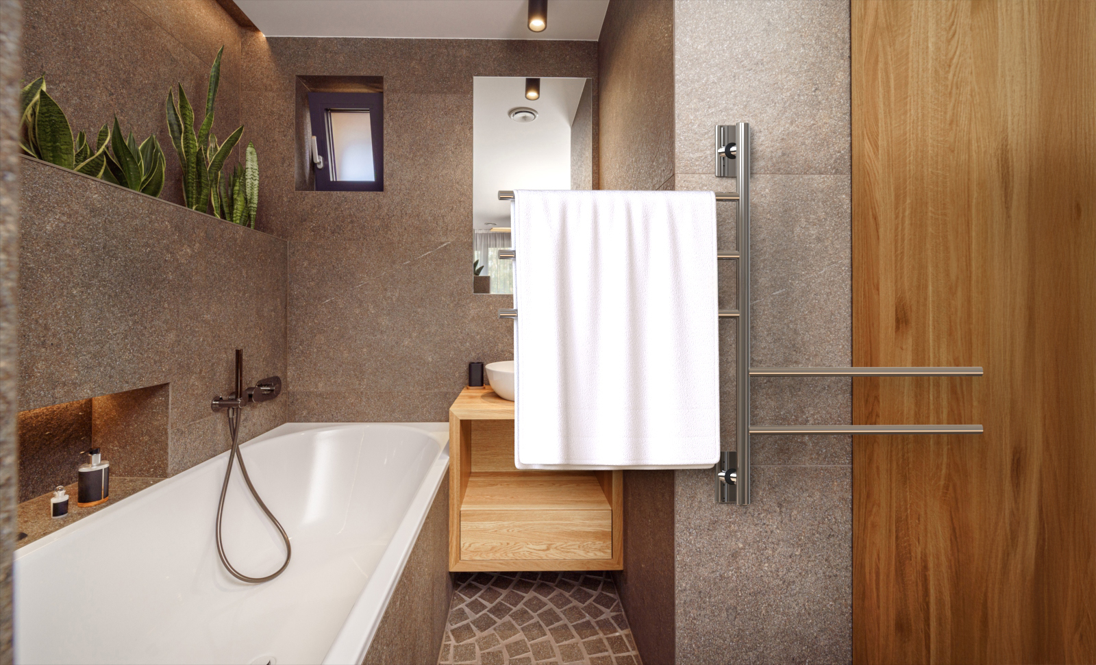 Swivel heated towel rack lifestyle