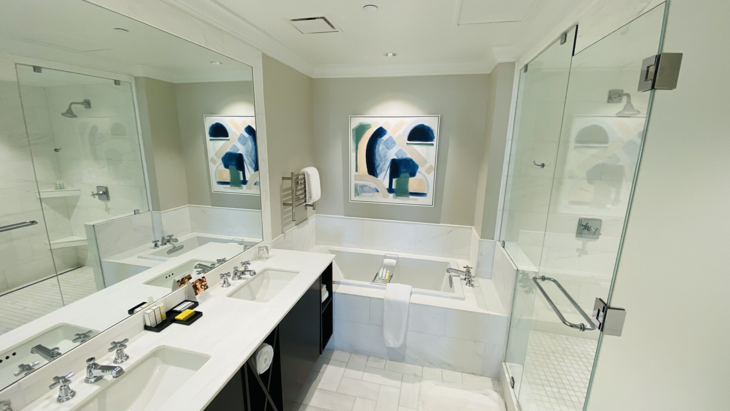 Amba heated towel rack in a luxury bathroom