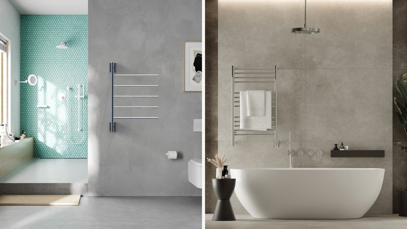 Amba Swivel and fixed heated towel rack comparison